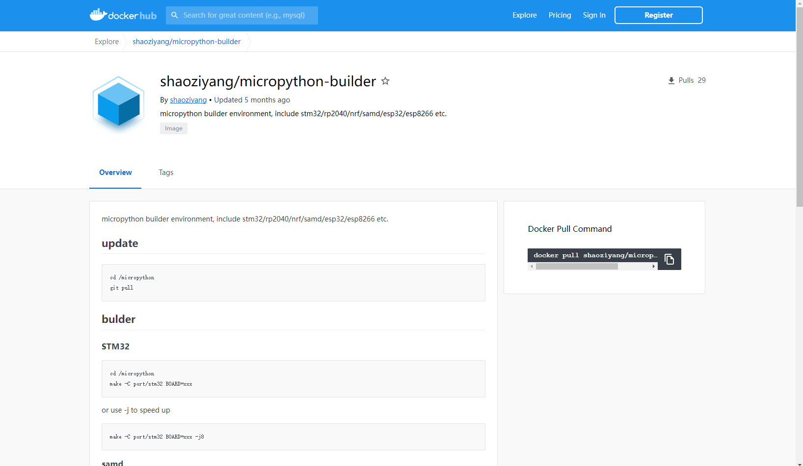 Docker Hub的截图